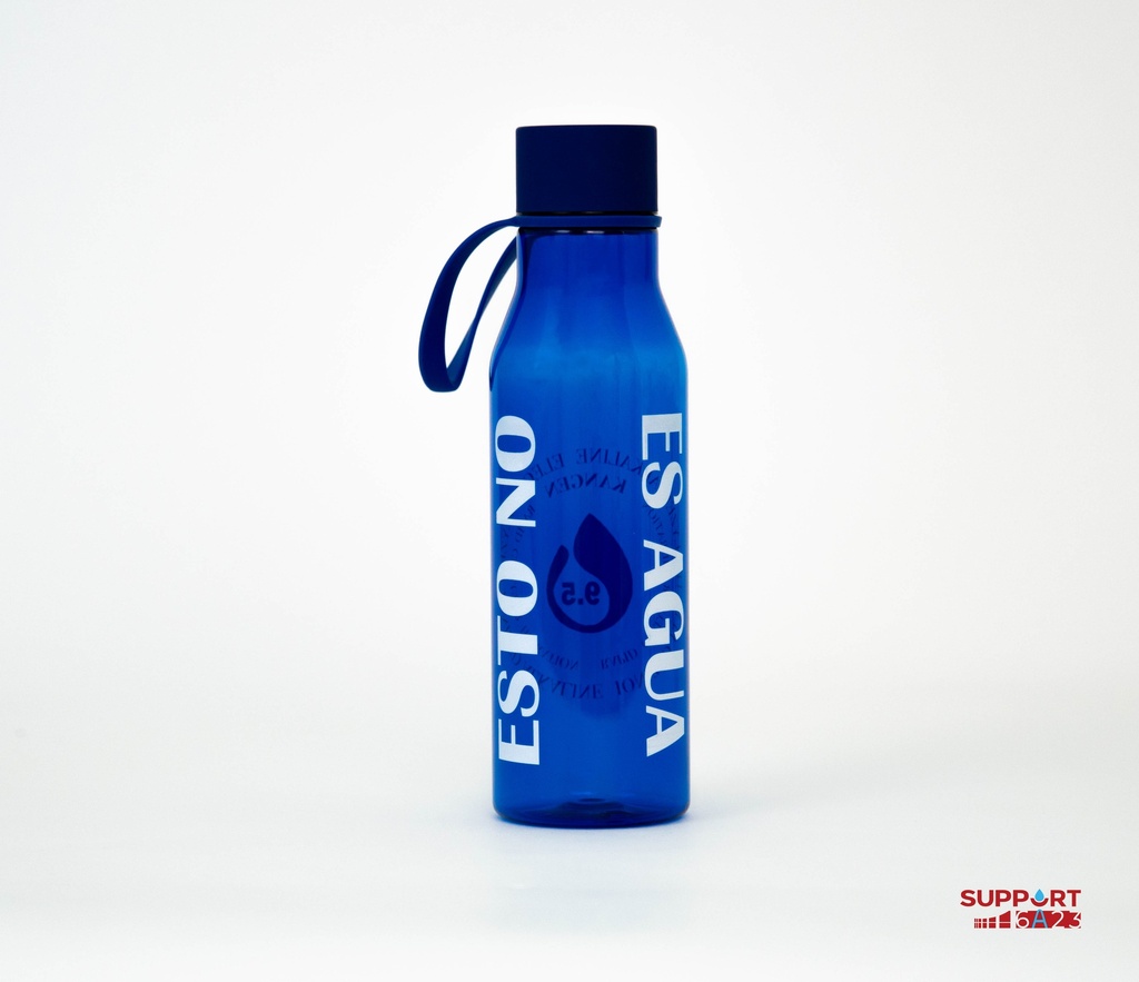 Botella azul asa de silicona 600 ml_ Logo círculo