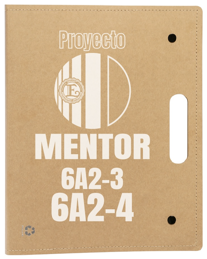 Cardboard folder with double closure and handles for carrying